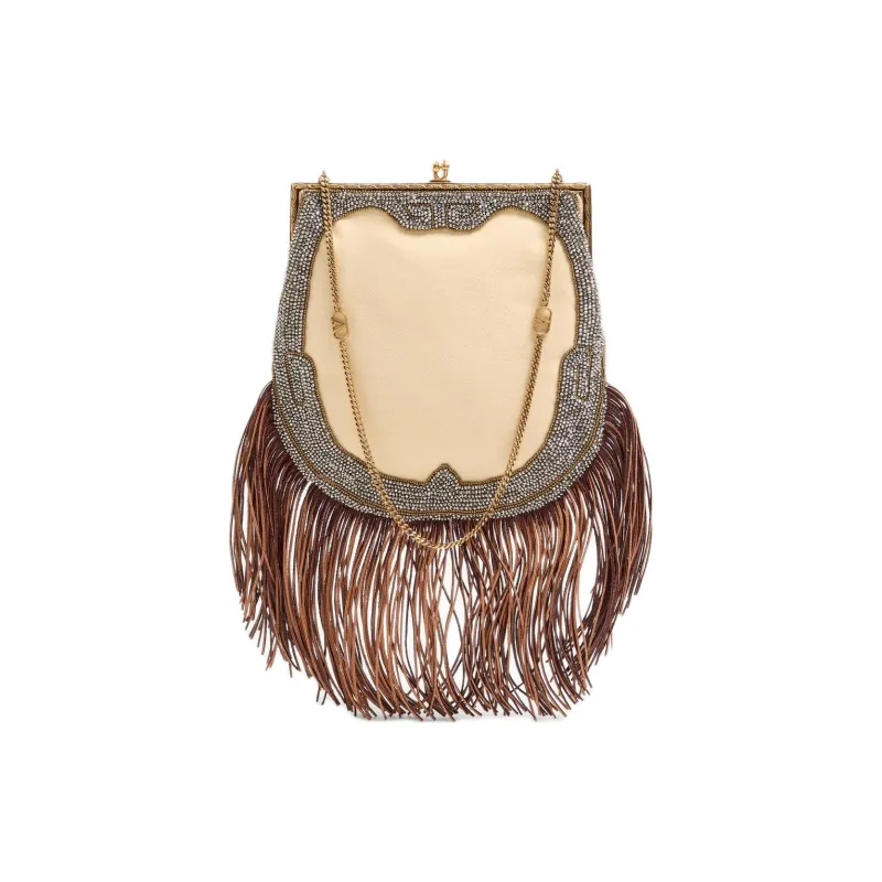 Valentino GARAVANI Fabric Clutch, Crossbody Bag, Shoulder Bag Women's Natural & Multicolor & Brown-3
