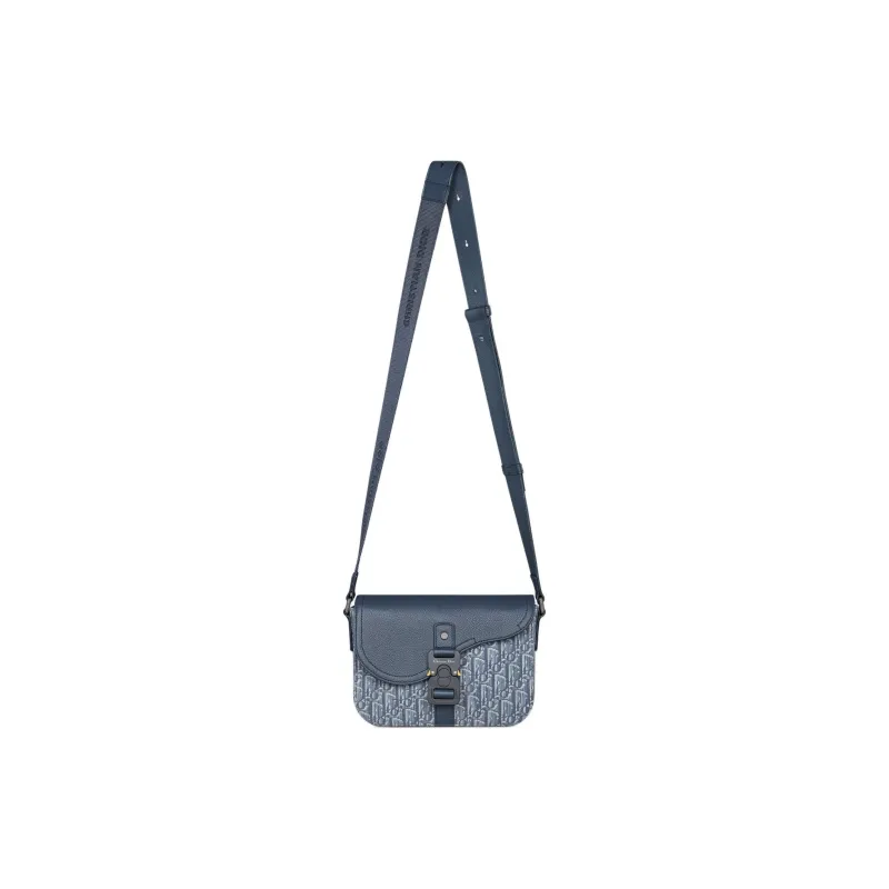 DIOR Cow Leather Saddle Bag, Shoulder Bag Trumpets Women's Blue-0