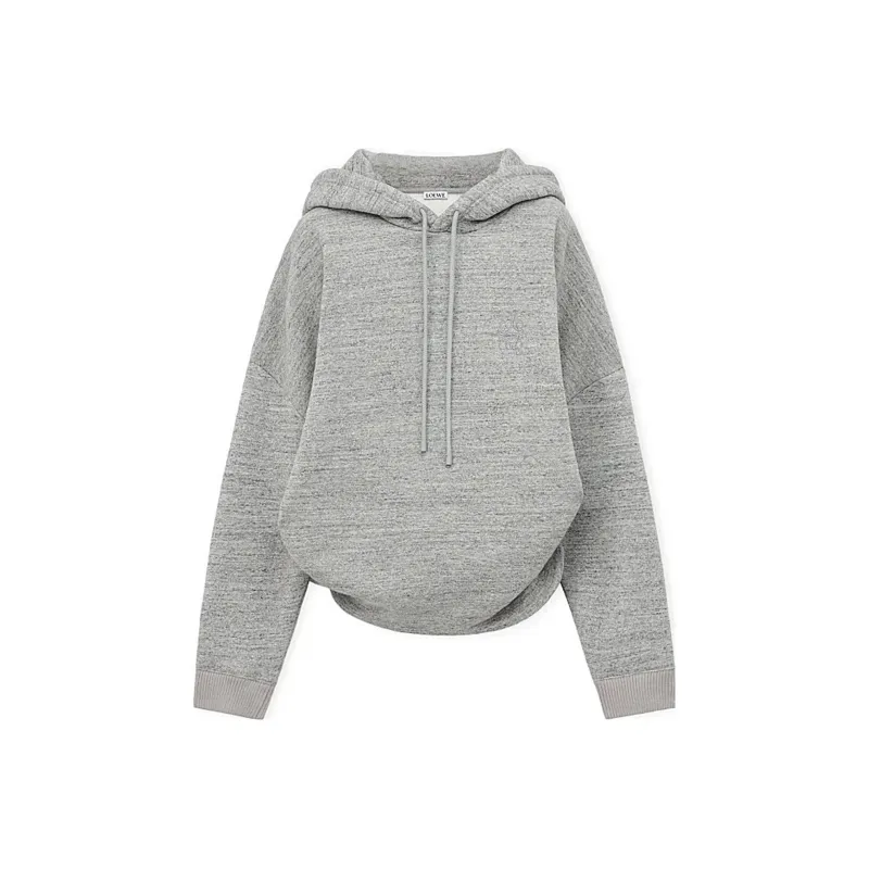 LOEWE Draped Hoodie Light Grey-0