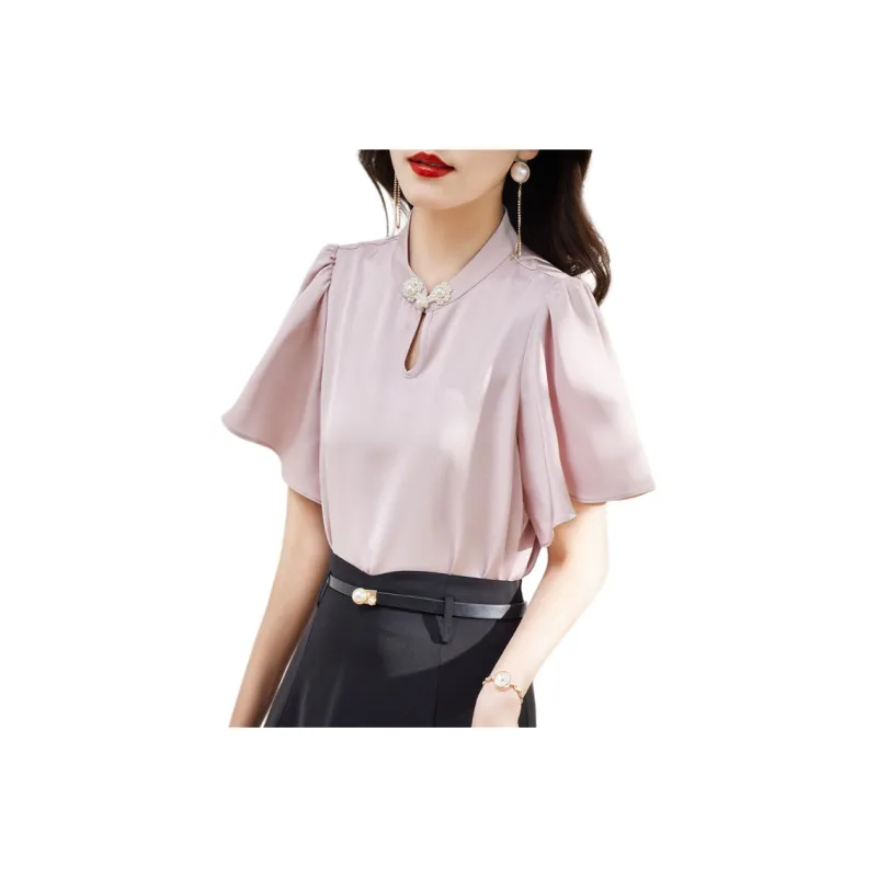 Hang Yi Court SS24 Chiffon Shirt Women's Pink-0