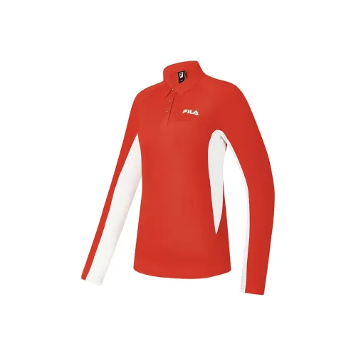FILA Polo Shirts Women's National Flag Red Logo Standard Color