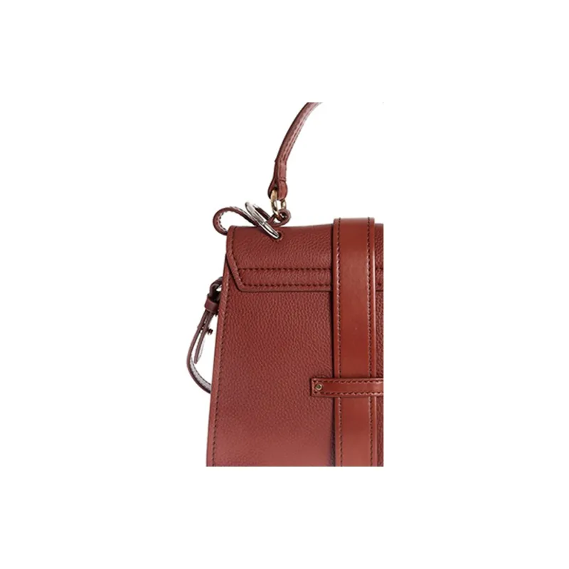 Chloe Grain Leather Handbag, Shoulder Bag Small Size Women's Tan-3