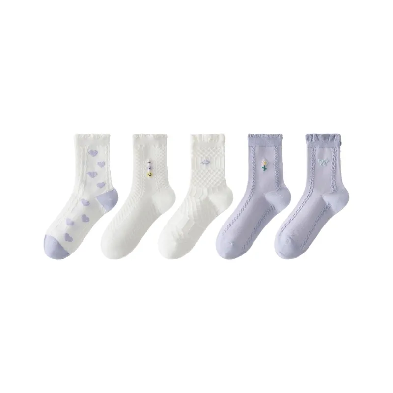 MIIOW Mid Calf Socks Women's 5 Pack-0