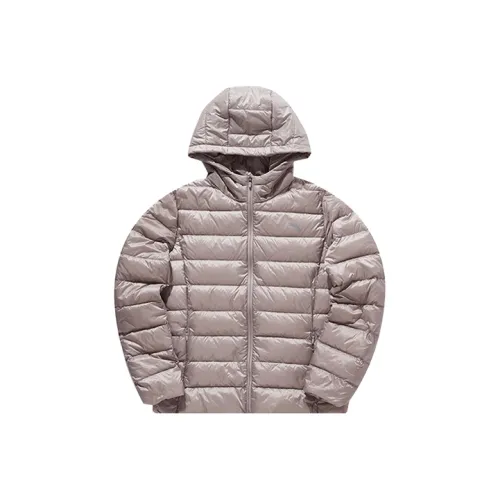 Anta Solid Color Hooded Loose Fit Down Jacket Women's Light Coffee