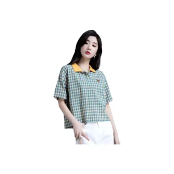 You Cow Me Pants Polo Shirt Women's Green Plaid