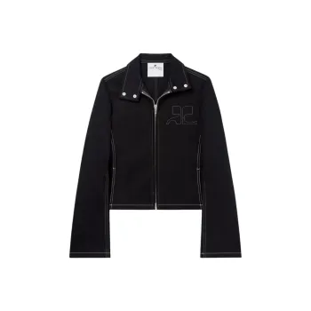 COURREGES Topstitched Denim Biker Jacket