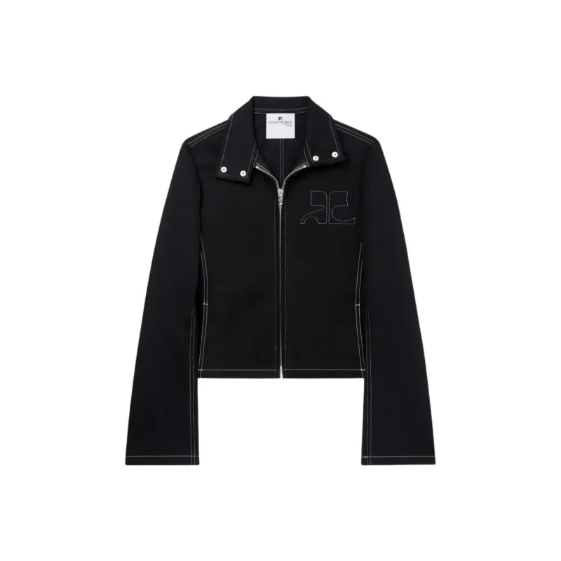 COURREGES Topstitched Denim Biker Jacket-0