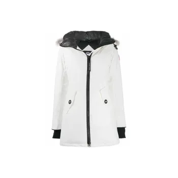 Canada Goose Rosemont Series Solid Color Hooded Mid-Length Down Jacket Women's White