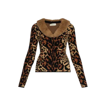 Blumarine Leopard print Faux fur Cardigan