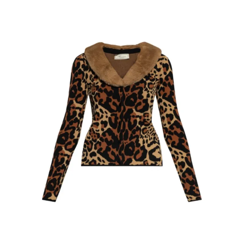 Blumarine Leopard print Faux fur Cardigan-0