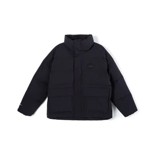 Palladium Solid Color Stand Collar Loose Fit Moderate Regular Edition White Goose Down Down Jacket Women's Black