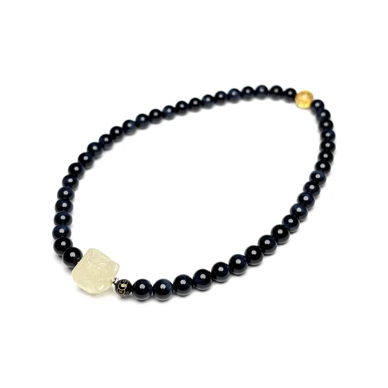 MOUNTAINS AND MANS Natural Tiger's Eye Stone New Chinese Style Stackable Good Luck Beaded Bracelet Men's-4