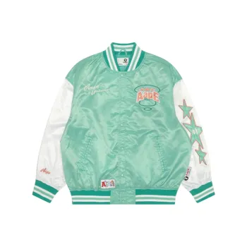 Aape Logo embroidered Satin Varsity Jacket