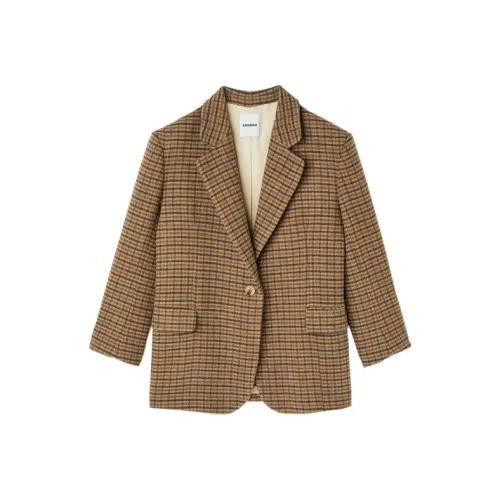 Sandro FW22 Jackets Coats Women's Brown Yellow