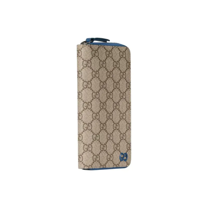 GUCCI Genuine Leather Internal Trim Wallet Men's Beige & Blue-1
