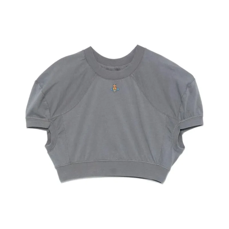 Vivienne Westwood Orb Embroidered Cropped T Shirt-0