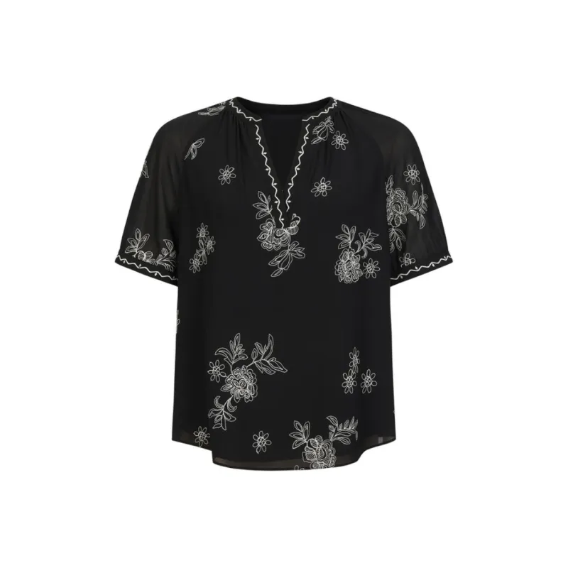 JZ. ANNAKRO Chiffon Shirts Women's Heather Black-0