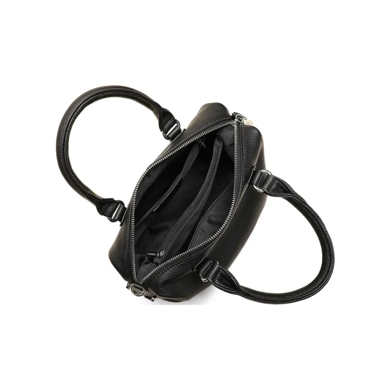 COMELY Cow Leather Handbag Boston Pillow Bag Shoulder Bag, Crossbody Bag Regular Women's Black-3