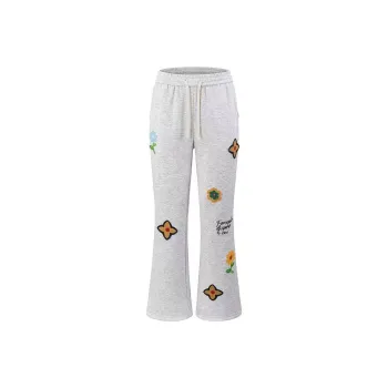 NOOING Casual Pants Unisex White Gray