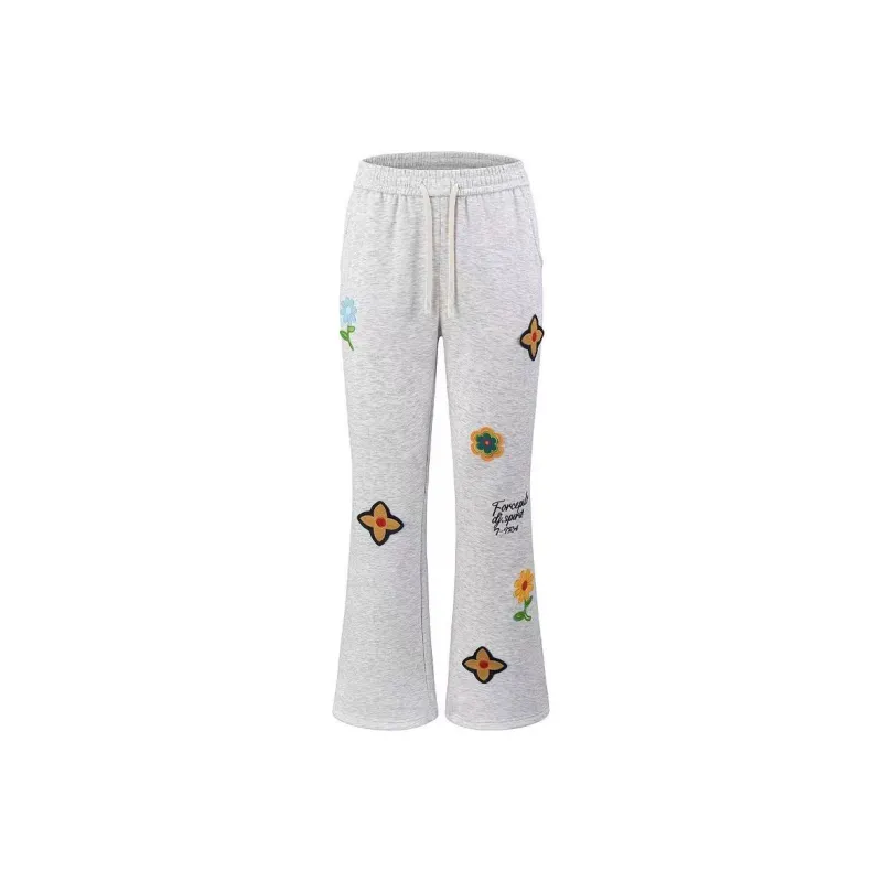 NOOING Casual Pants Unisex White Gray-0