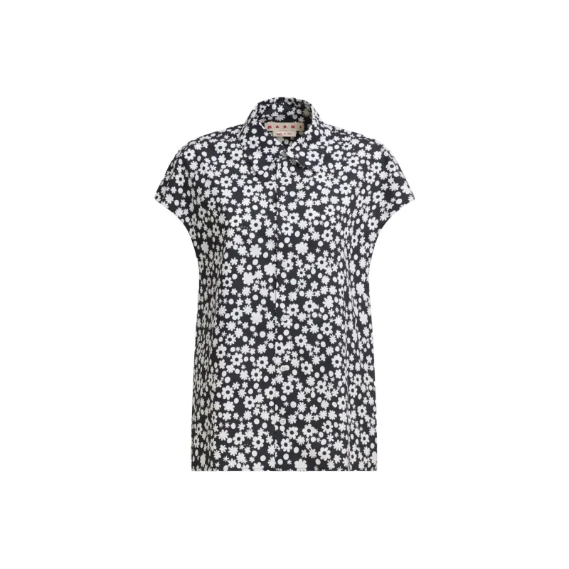 MARNI Floral Printed Cap Sleeved Shirt-0