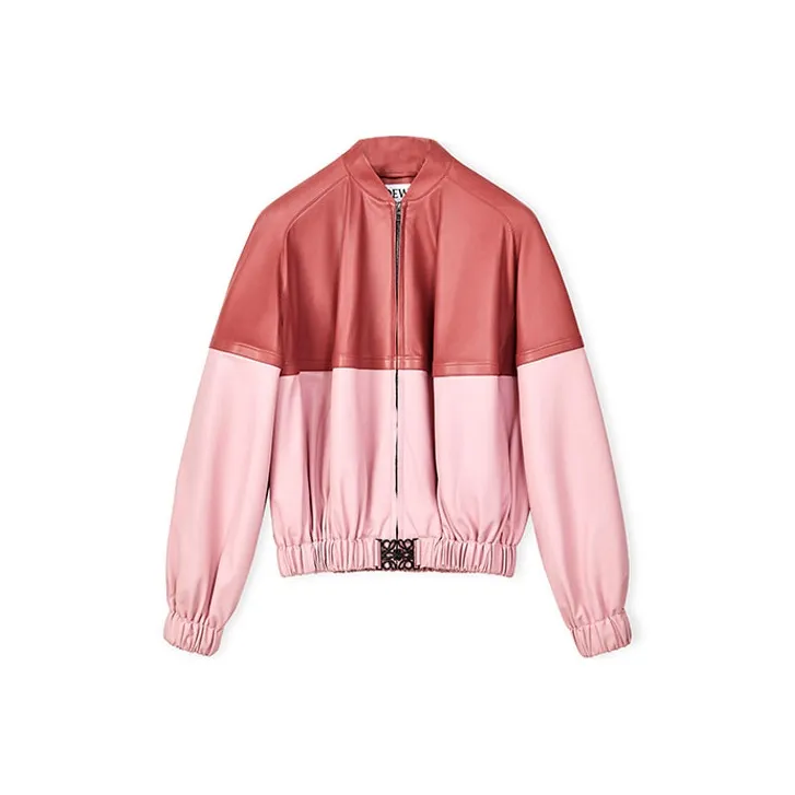 LOEWE Leather Bomber Jacket 'Pink'-0