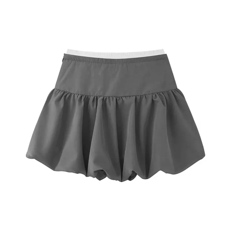 ICH MODE Casual Short Skirts Women's Dark Gray-1