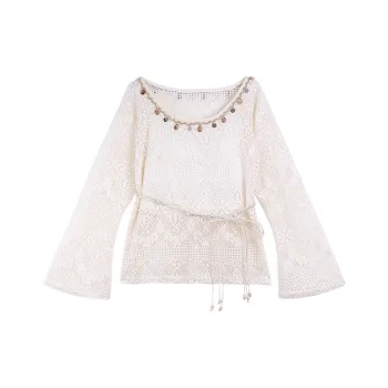 Mu Qingqing Knitwear Women's Top Two Piece Set With Belt