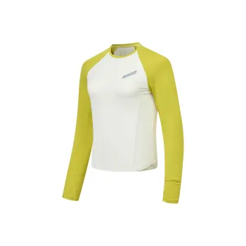 QIAODAN T Shirt Women's Cream White/Mustard Green