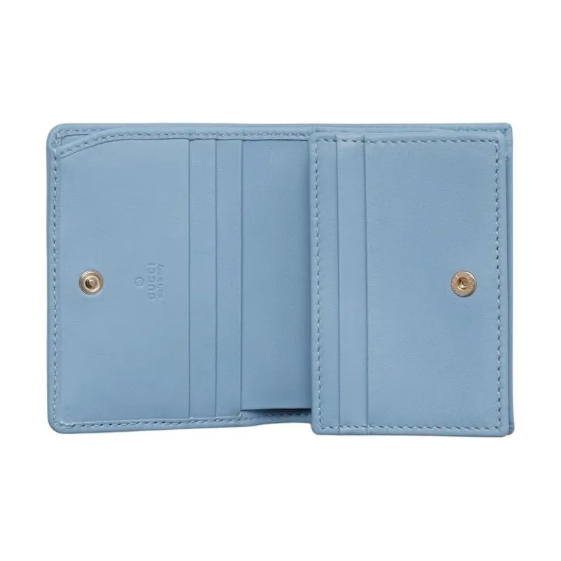 GUCCI GG Emblem Coated Fabric Wallet Mini Women's Light Blue-3