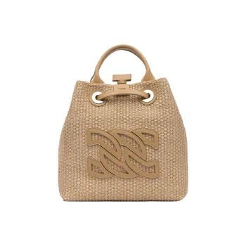 Casadei Cotton Bucket Bag, One Shoulder Handbag Women's Khaki