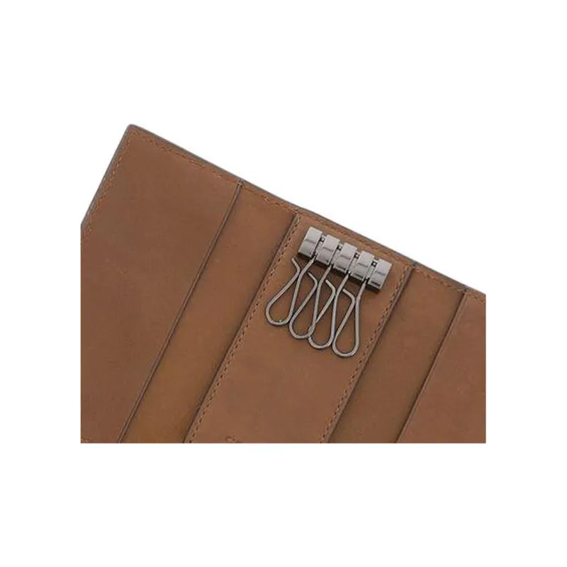 COACH Key Case Calfskin Key Pouch Women's Dark Saddle-5