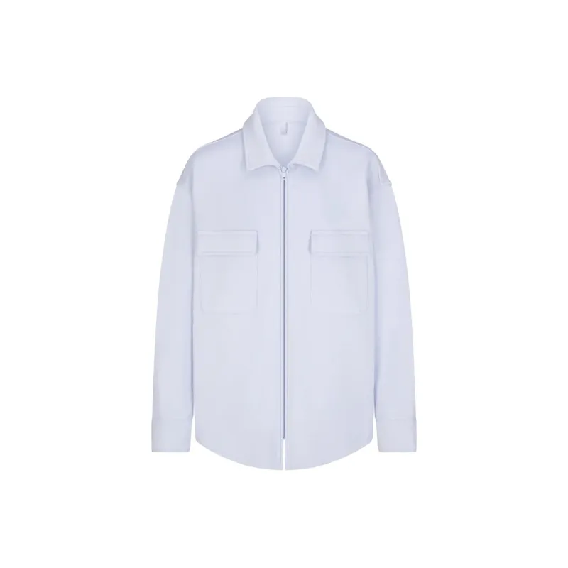 SKIMS COTTON FLEECE ZIP UP SHIRT JACKET Jackets Coats Women's PERIWINKLE/Daylily Multicolor-0