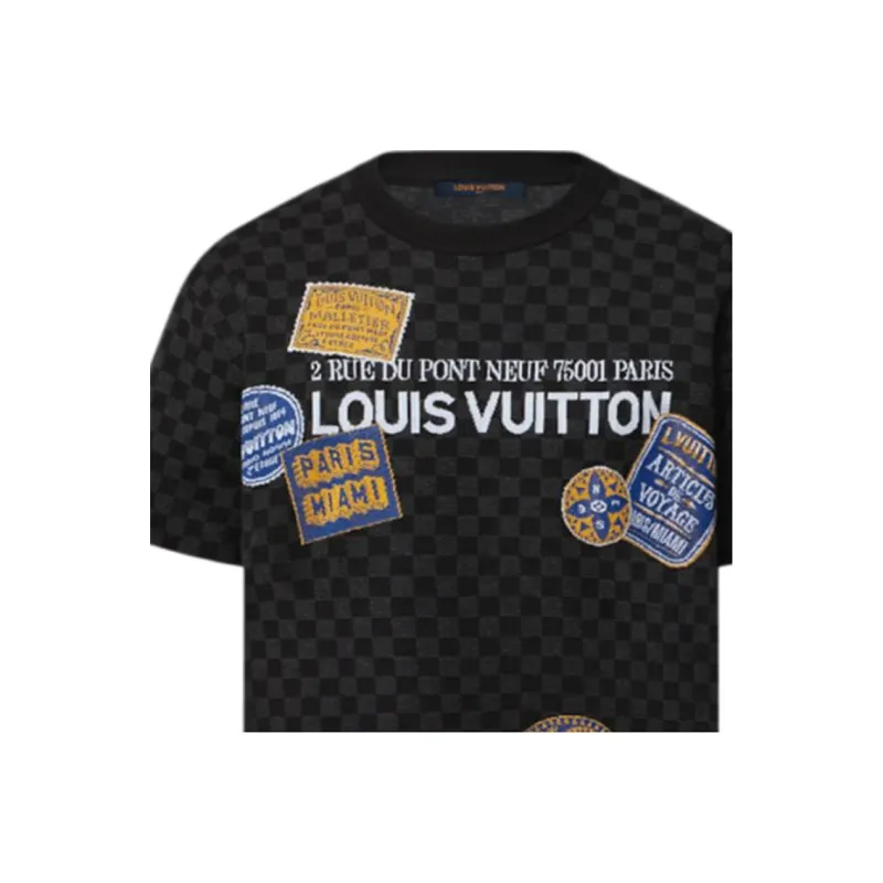LOUIS VUITTON Damier Short Sleeved Signature Crewneck-1