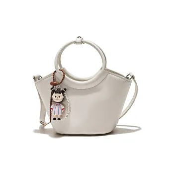 Vigno Synthetic Leather One Shoulder Handbag Women's White/Red/Sambal Color/Black