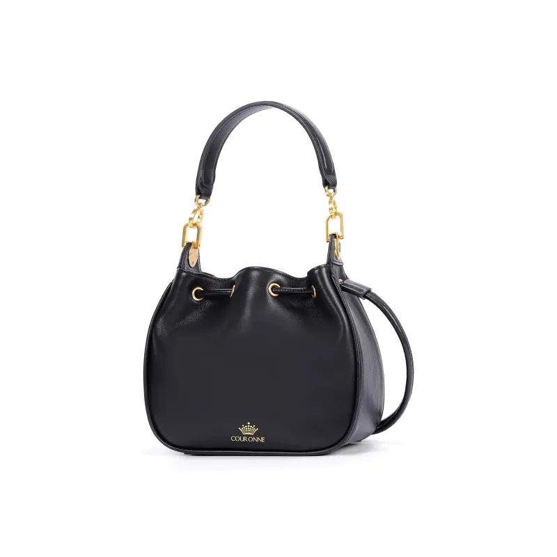 COURONNE Cow Leather Handbag Regular Women's Black/Flesh Pink-2