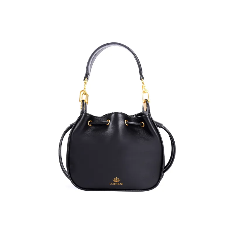 COURONNE Cow Leather Handbag Regular Women's Black/Flesh Pink-1