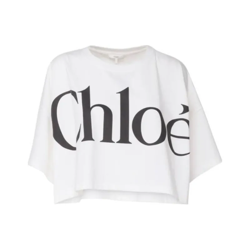 Chloé Logo Printed Cropped T Shirt-0