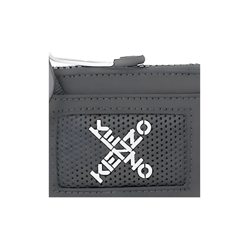 KENZO Letter Logo Fabric Coin Purse, Clutch Trumpets Unisex Black-2