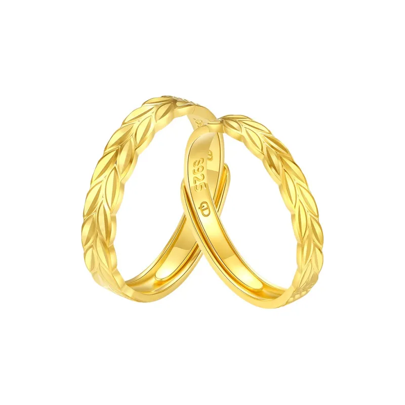QIDUYINSHI S925 Silver Rings Unisex Silver, Yellow-6