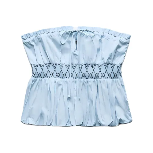 ZARA Strapless Top Women's Sky Blue