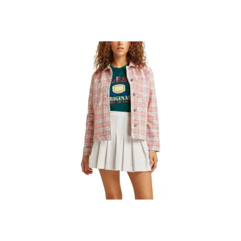 GUESS Originals Plaid Denim Jacket Jackets Coats Women's Pink