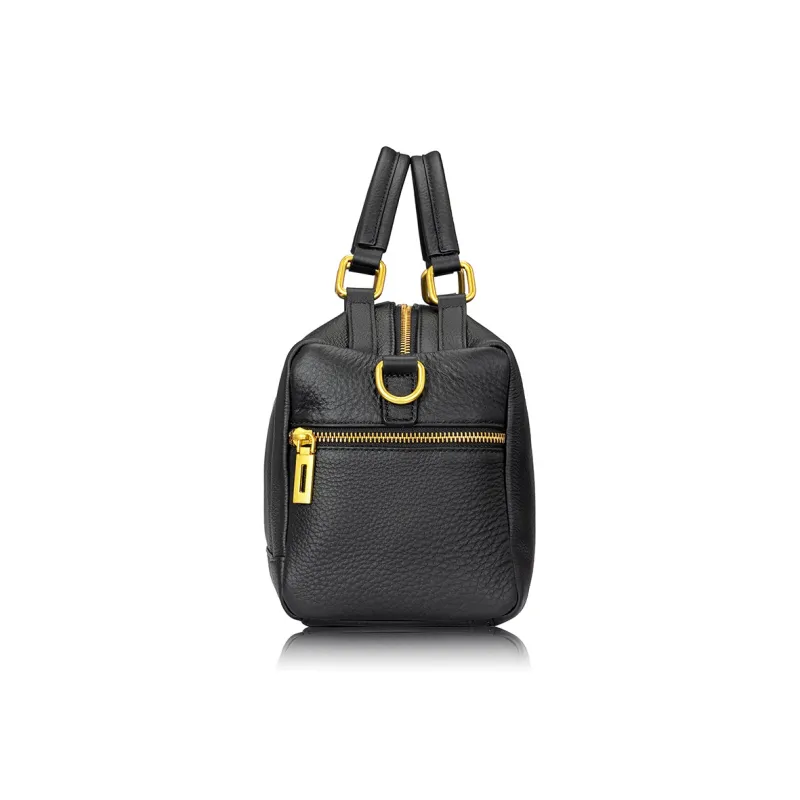 ROBERTA DI CAMERINO Cow Leather Mommy Bag Handbag Women's Black Gold/Elephant Gray-2