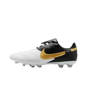 Nike Premier 3 FG Rubber Long Studs Anti Slip Wear Resistant Soccer Shoes Unisex Black White Gold
