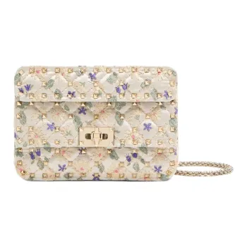 Valentino ROCKSTUD SPIKE Jacquard Fabric Portable Crossbody Bag, Shoulder Bag Small Size Women's Multicolor