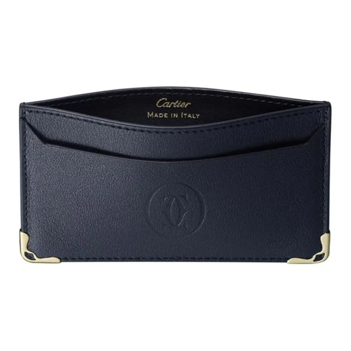 CARTIER Must De Cartier Cow Leather Card Holder Women's Midnight Blue-2