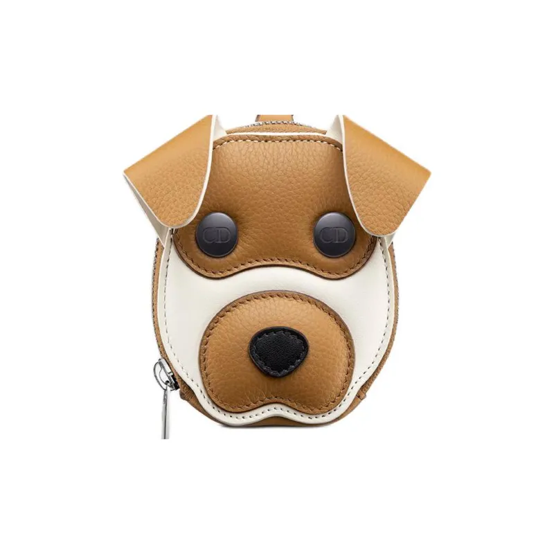 DIOR Cow Leather Coin Purse Mini Men's White & Brown-3