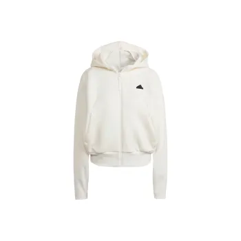Adidas Z.N.E. Z.N.E. Full-Zip Hoodie Sweatshirt Women's Ecru