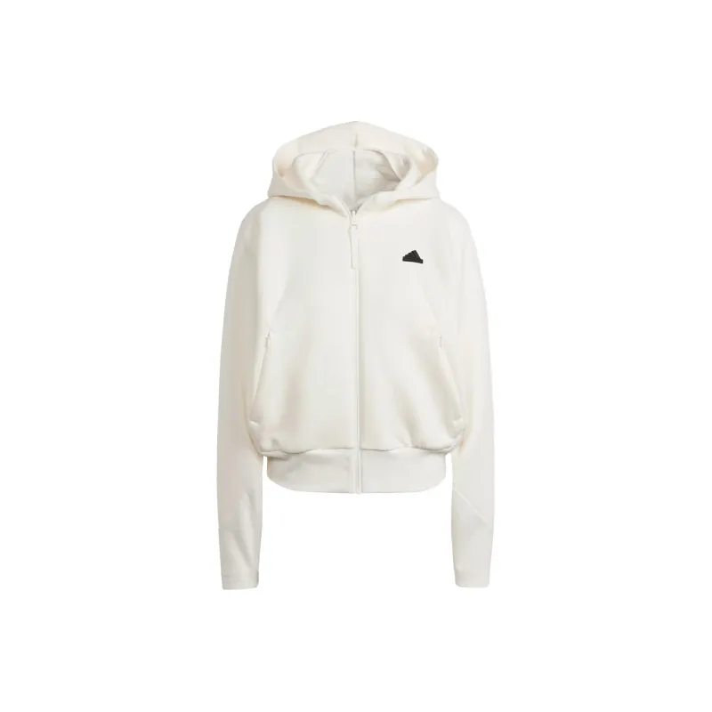 Adidas Z.N.E. Z.N.E. Full-Zip Hoodie Sweatshirt Women's Ecru-0