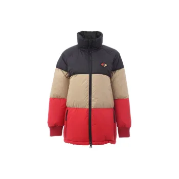 Burberry Colorblock Stand Collar Down Jacket Women's Black & Multicolor
